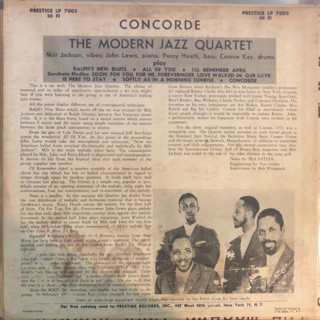 Concorde - Modern Jazz Quartet (CD - 37) music collectible [Barcode 022211000228] - Main Image 2