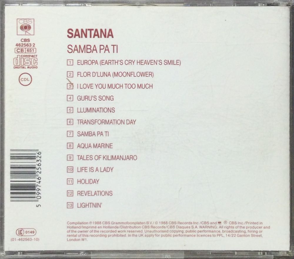 Samba Pa Ti - Santana (CD) music collectible [Barcode 5099746256326] - Main Image 3
