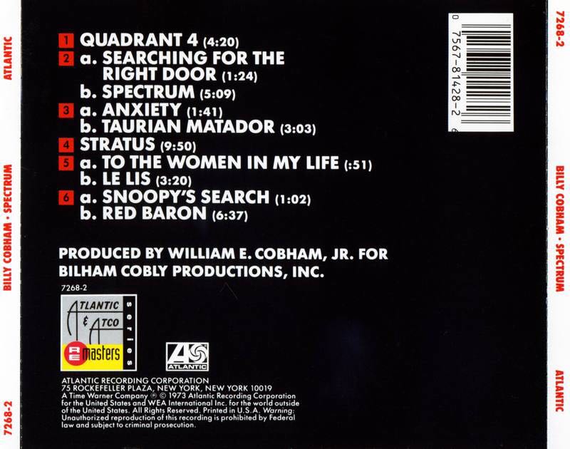 Spectrum - Billy Cobham (CD) music collectible [Barcode 075678142826] - Main Image 2