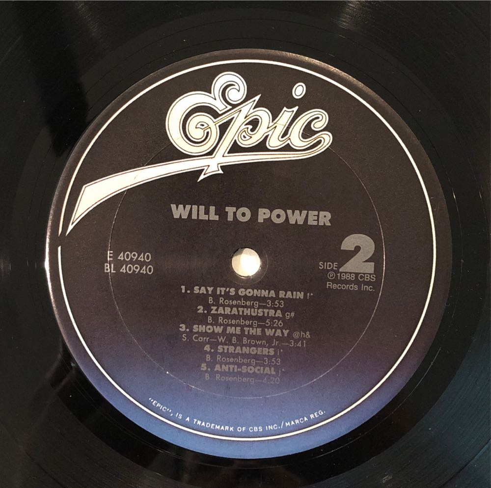 Will to Power - Will To Power (12”) music collectible [Barcode 074644094015] - Main Image 4