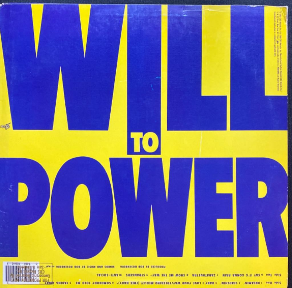 Will to Power - Will To Power (12” - 407) music collectible [Barcode 082100009107] - Main Image 2
