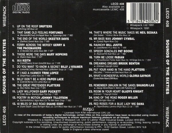 Rock Era -  Sounds Of The Sixties - Verzamel 60 (CD - 70) music collectible [Barcode 5018482400824] - Main Image 2