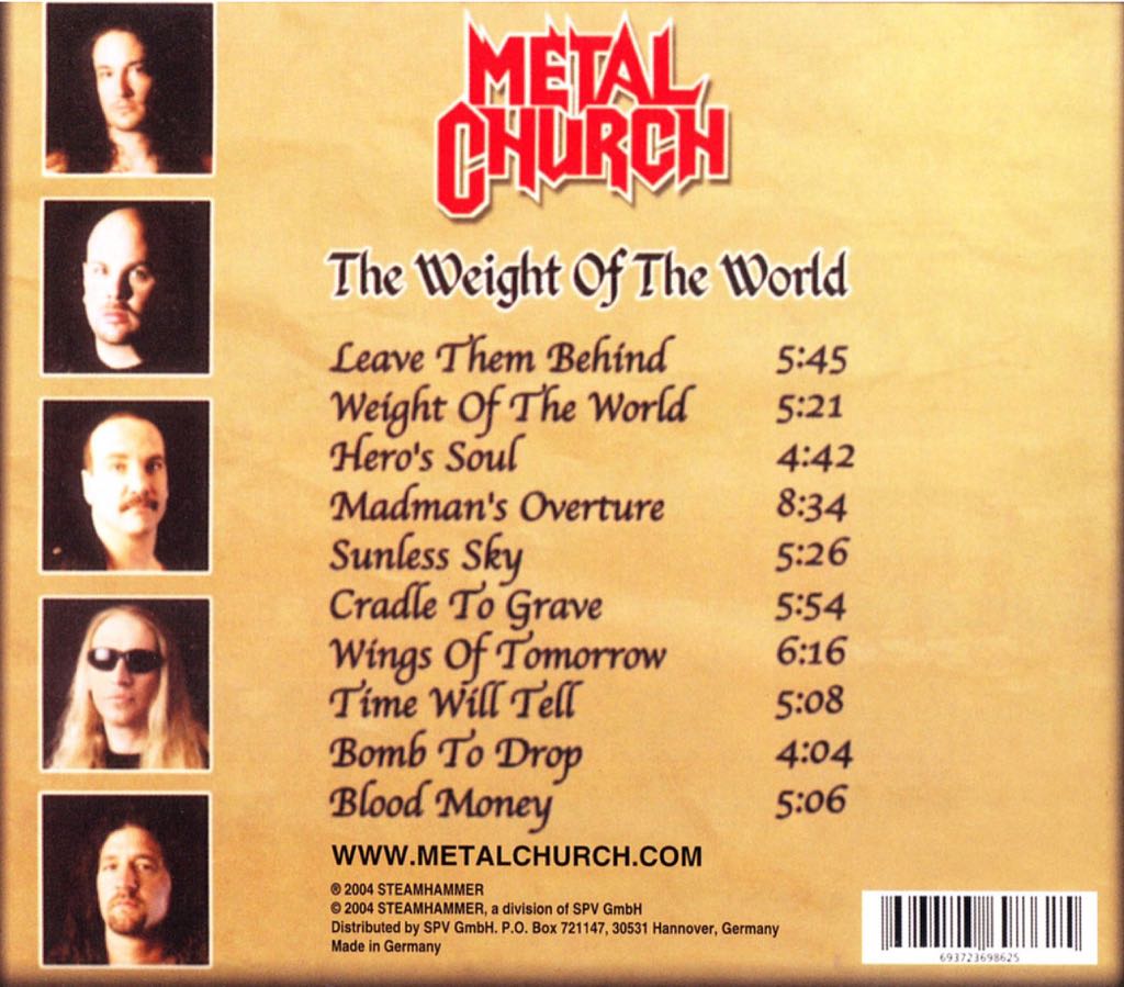 The Weight Of The World - Metal Church (CD - 57) music collectible [Barcode 693723698625] - Main Image 2