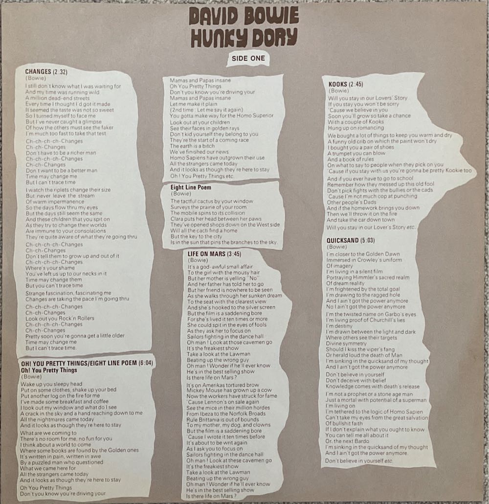 Hunky Dory - Bowie, David (12”) music collectible [Barcode 011119784316] - Main Image 3