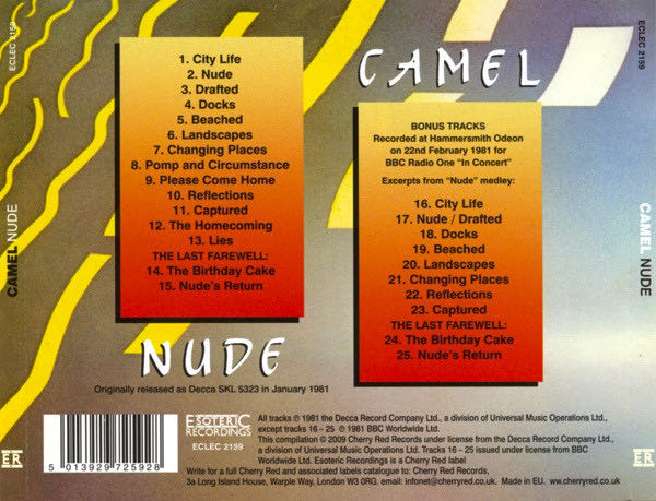 Nude - Camel (12”) music collectible [Barcode 5013929725928] - Main Image 2