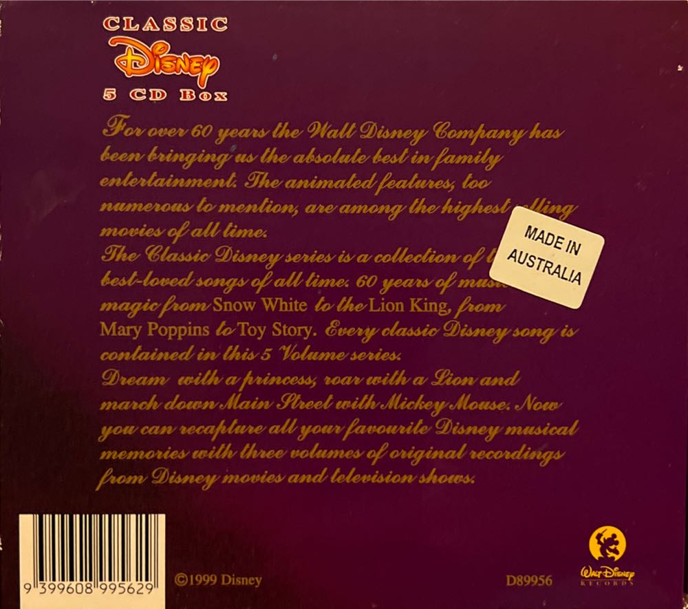 Classic Disney 5 CD Box - Disney (CD) music collectible [Barcode 9399608995629] - Main Image 2