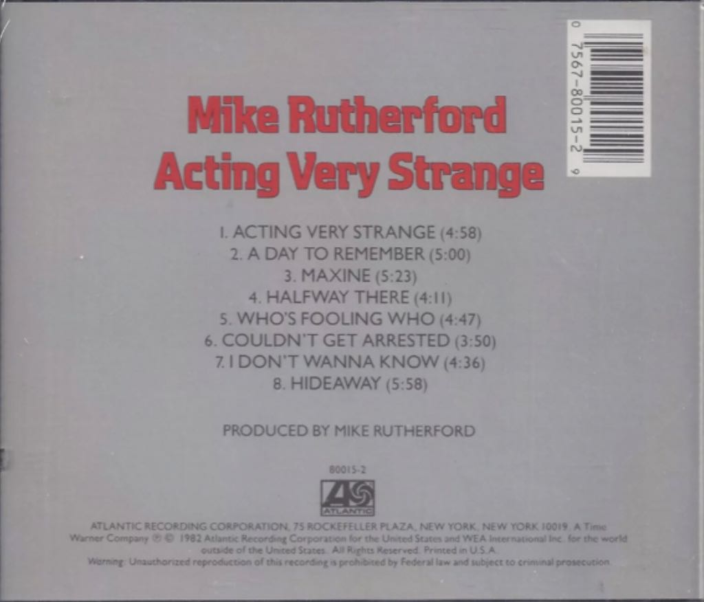 Acting Very Strange - Mike Rutherford (12” - 3843) music collectible [Barcode 075678001529] - Main Image 2