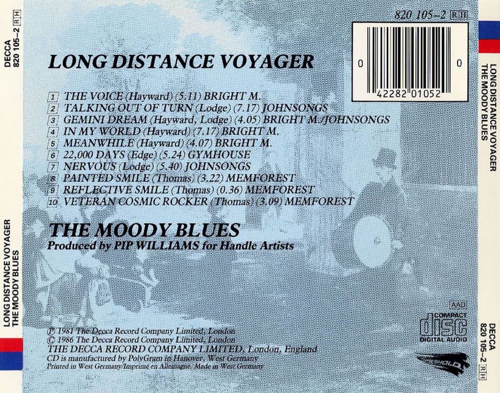 Long Distance Voyager - Moody Blues, The (CD - 45:48) music collectible [Barcode 042282010520] - Main Image 2