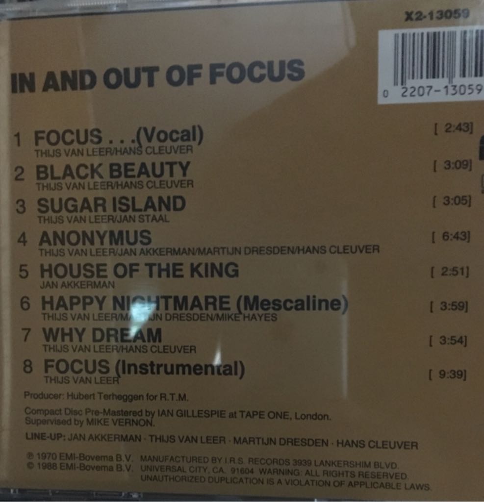 In And Out Of Focus - Focus music collectible [Barcode 022071305921] - Main Image 2