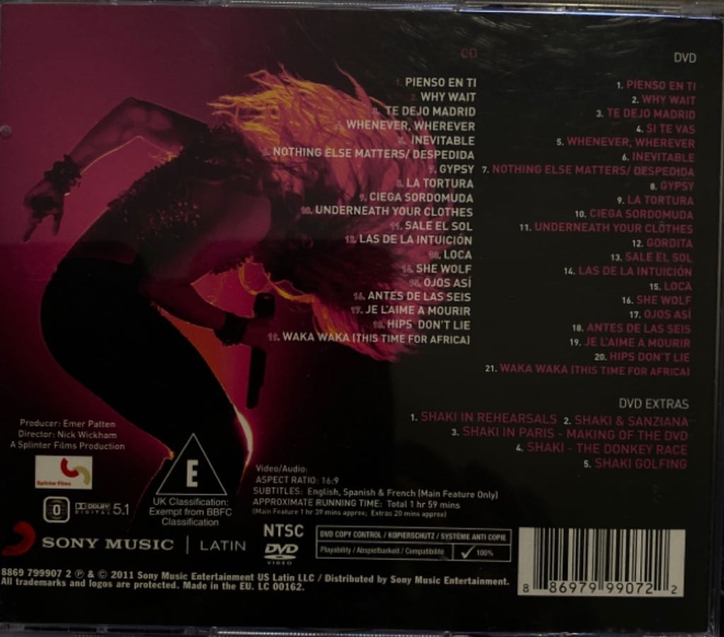 Live From Paris - Shakira (CD/DVD) music collectible [Barcode 886979990722] - Main Image 2