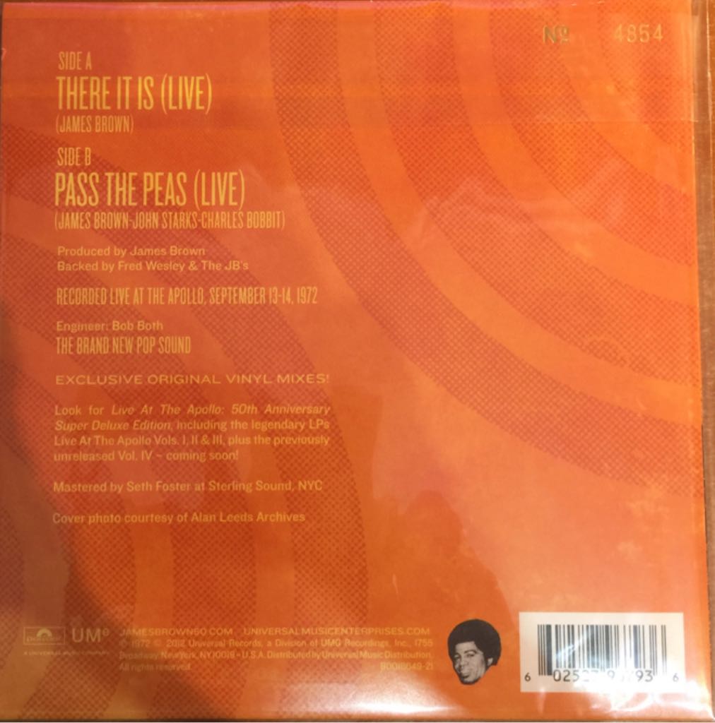 There It Is / Pass The Peas - James Brown (7”) music collectible [Barcode 602527967936] - Main Image 2
