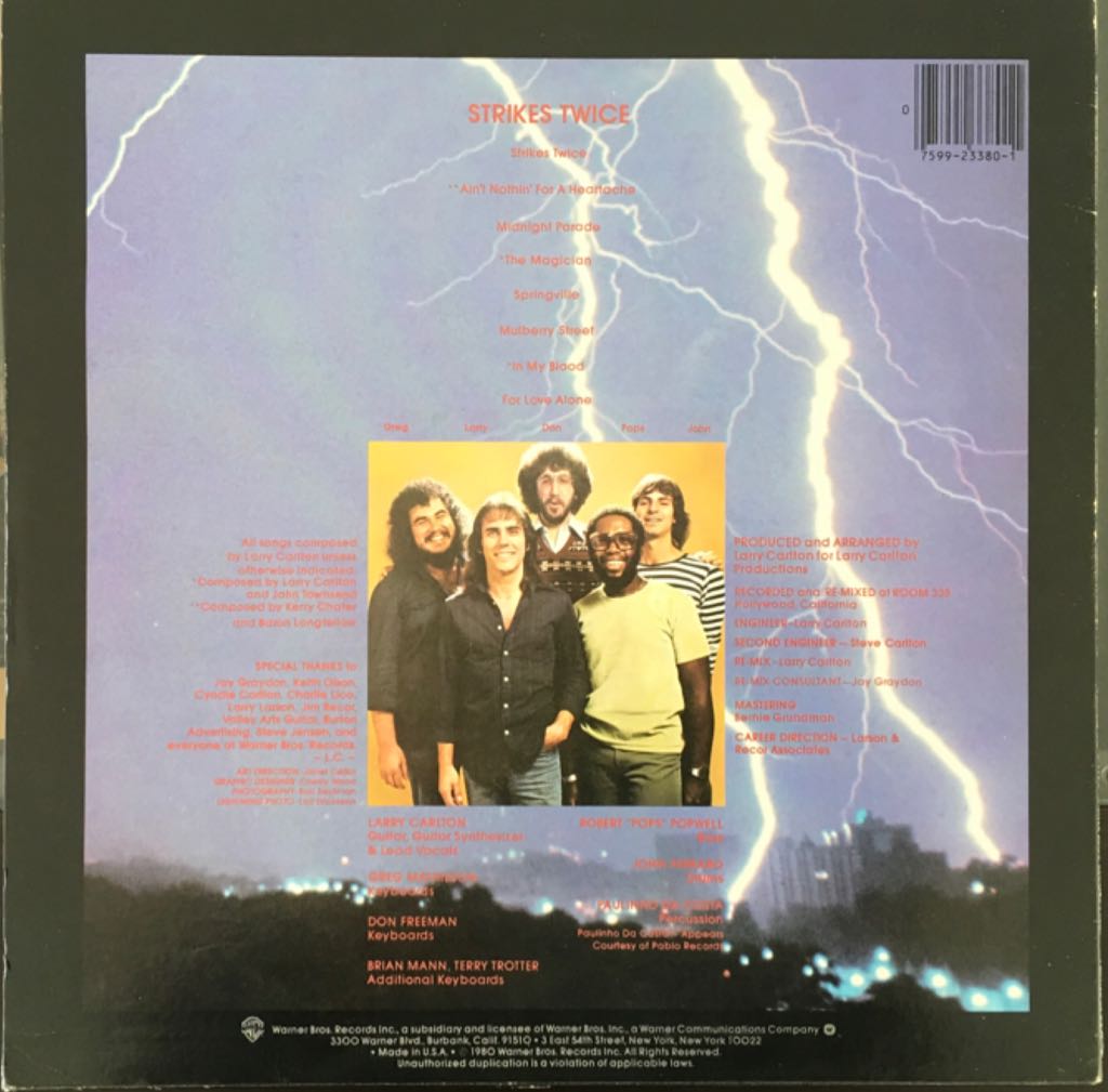Strikes Twice - Larry Carlton (12”) music collectible - Main Image 2