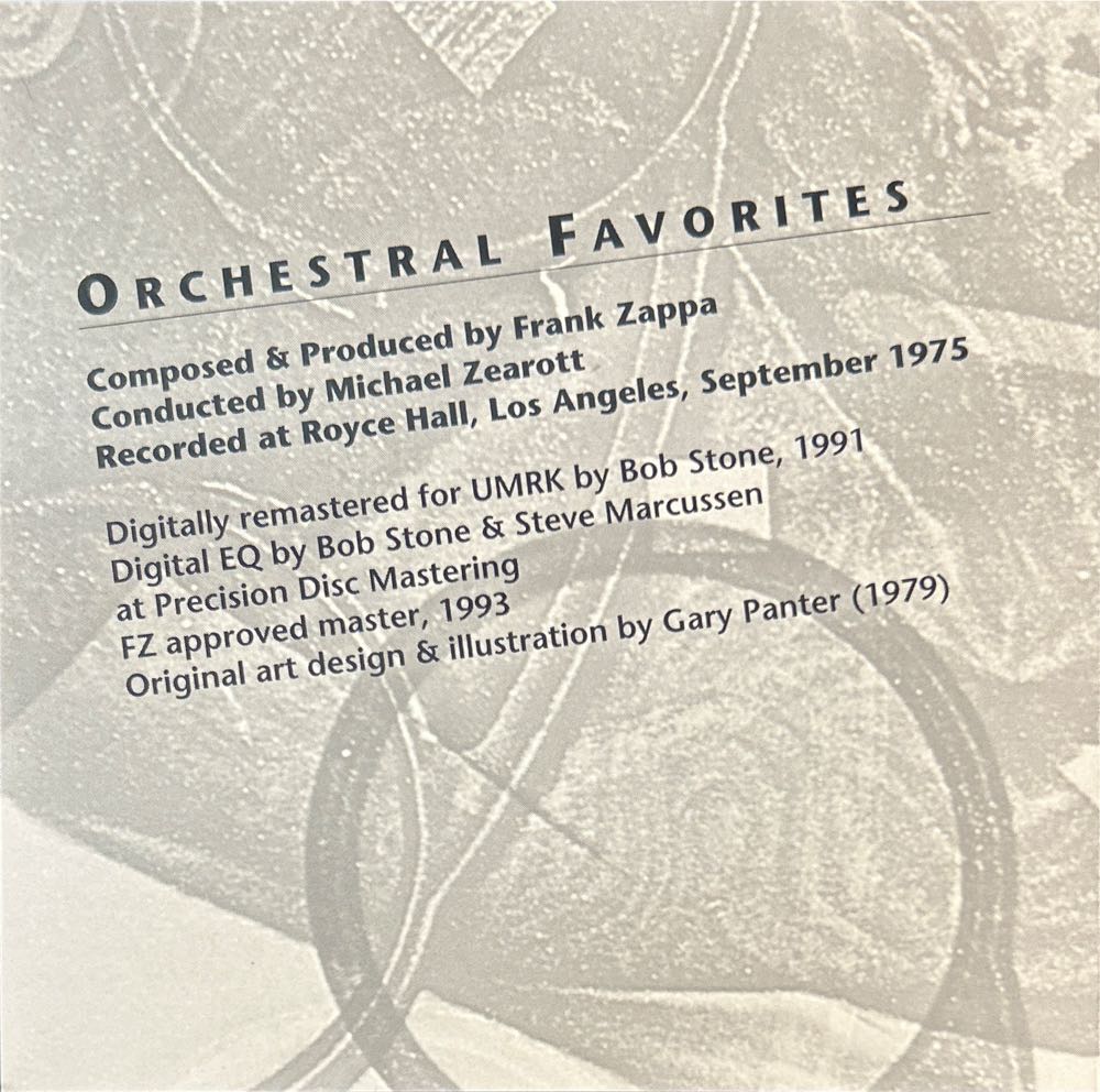 Orchestral Favorites - Zappa, Frank (12” - 34) music collectible [Barcode 014431052927] - Main Image 3