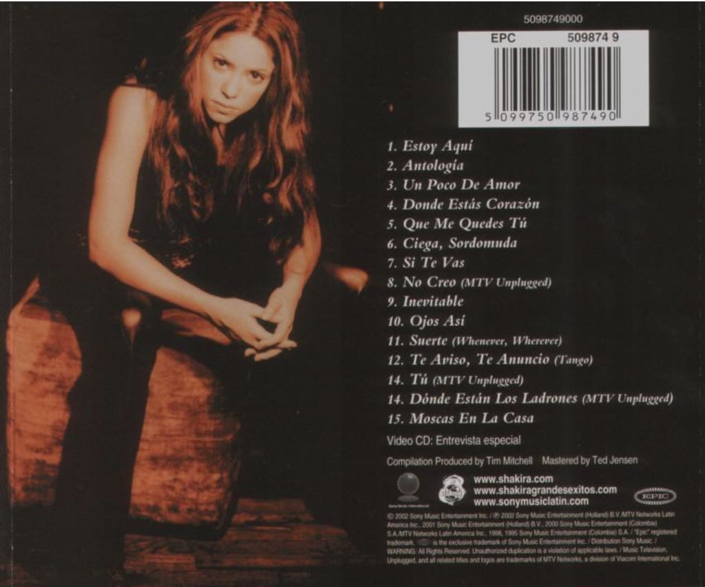 Grandes Exitos - Shakira (CD) music collectible [Barcode 827969471029] - Main Image 2