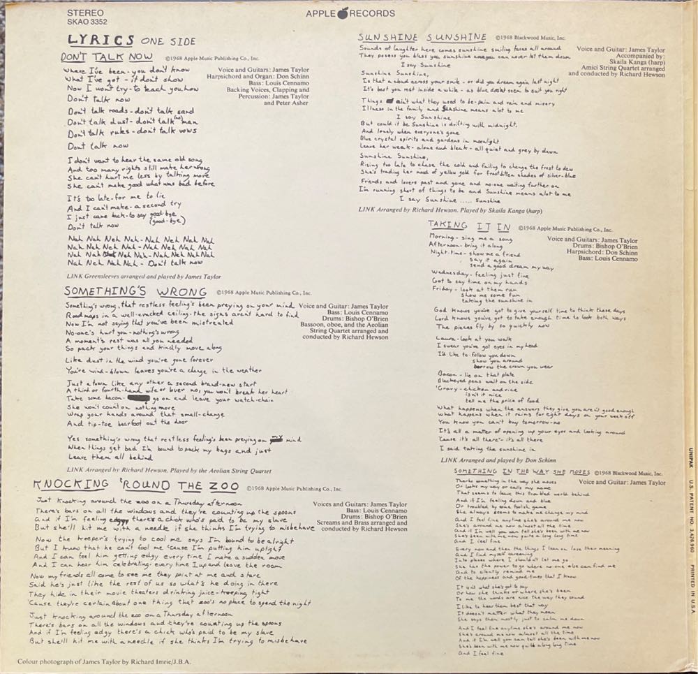 James Taylor - James Taylor (12”) music collectible [Barcode 0077779757725] - Main Image 3