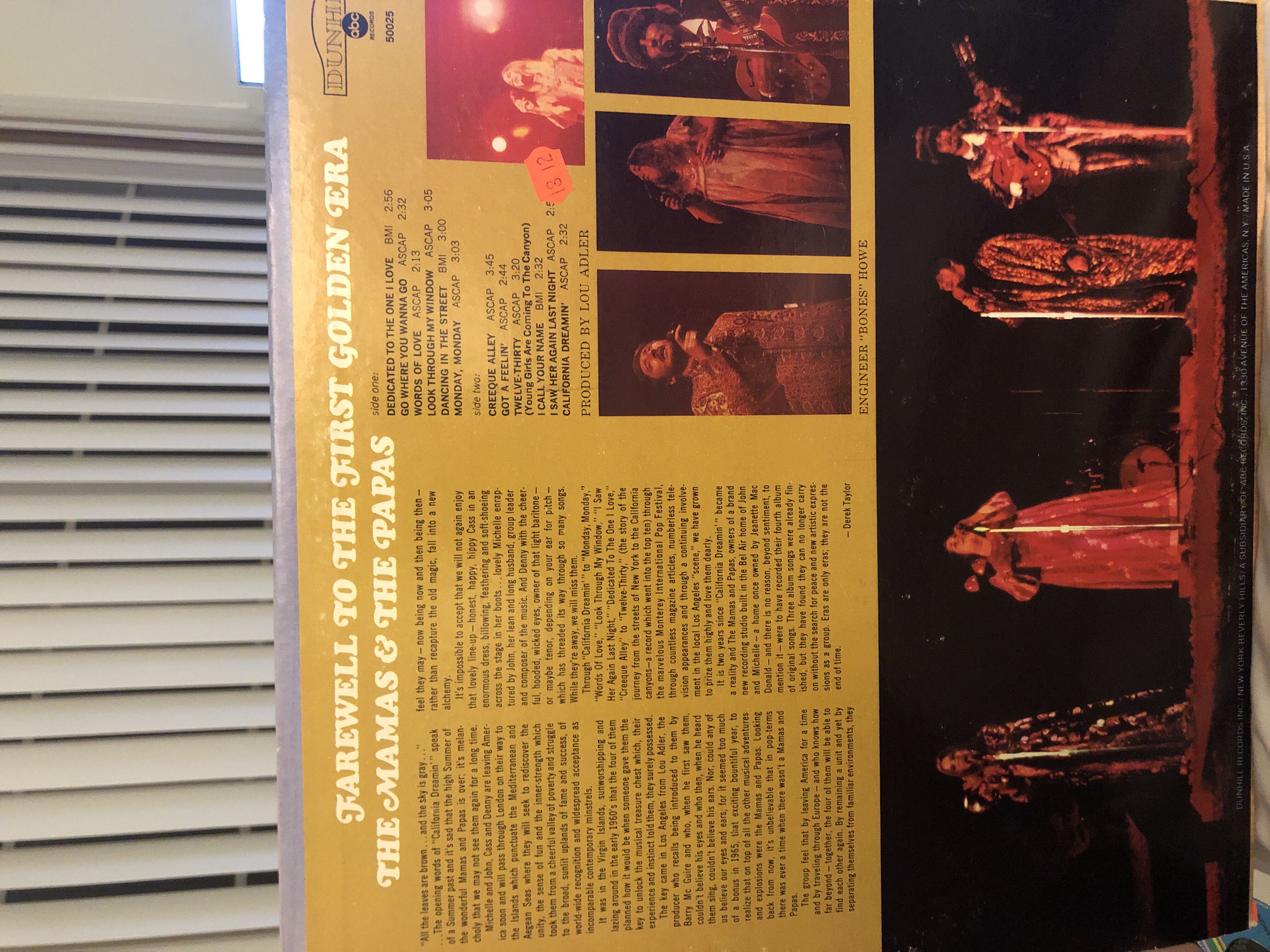 Farewell To The First Golden Era - The Mamas & The Papas (12”) music collectible - Main Image 2