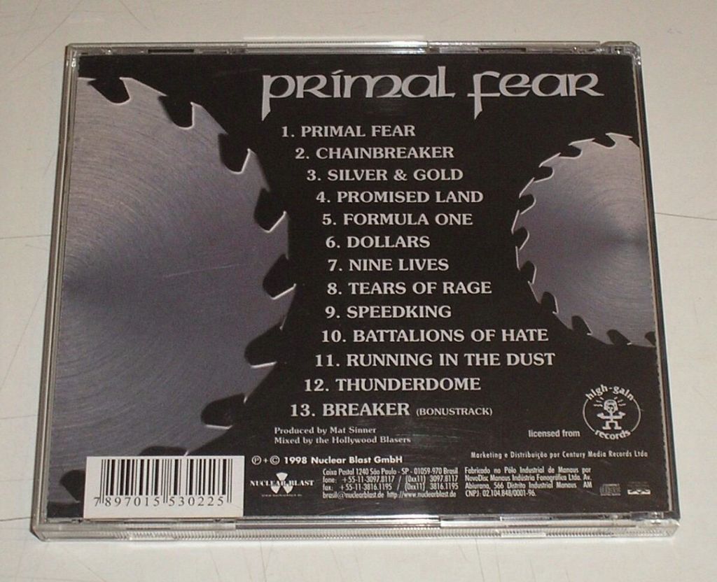 Primal Fear - Primal Fear (CD - 4729) music collectible [Barcode 727361630225] - Main Image 2