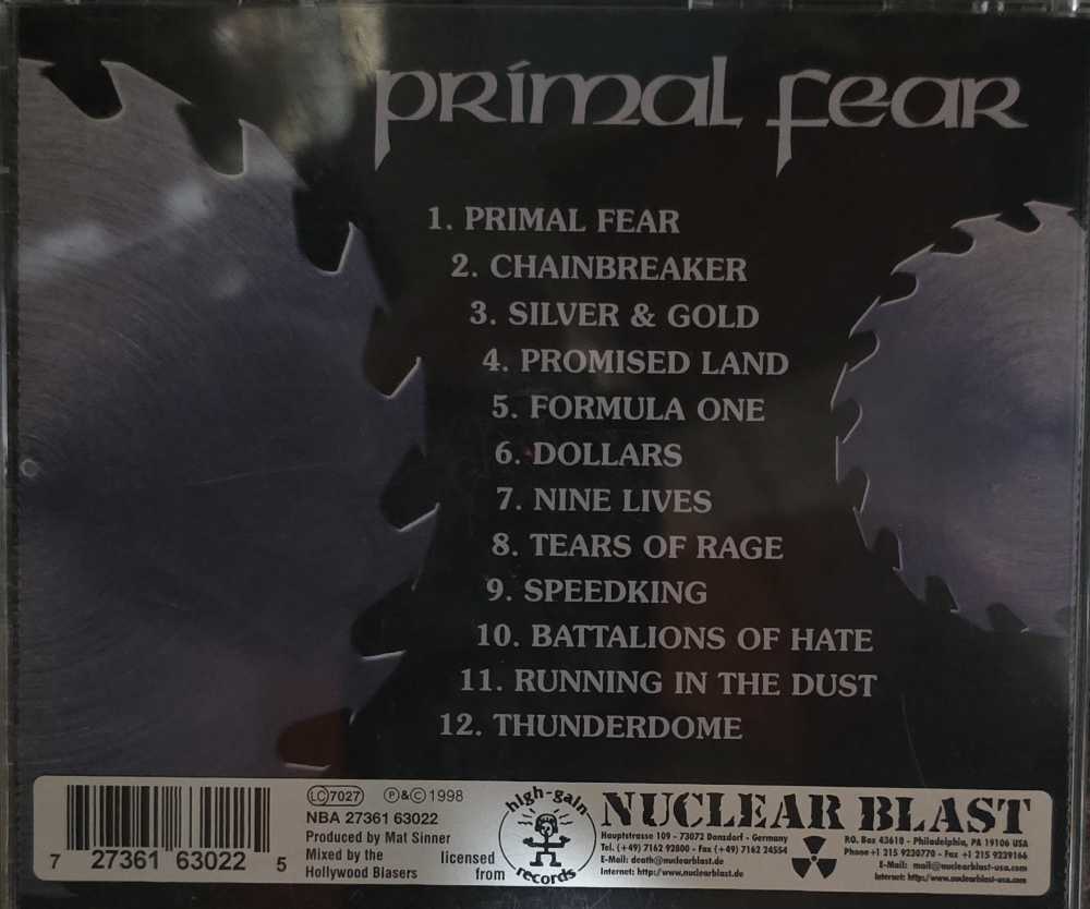Primal Fear - Primal Fear (CD - 4729) music collectible [Barcode 727361630225] - Main Image 4
