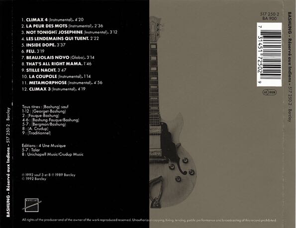 Réservé Aux Indiens - Bashung Alain (CD) music collectible - Main Image 2