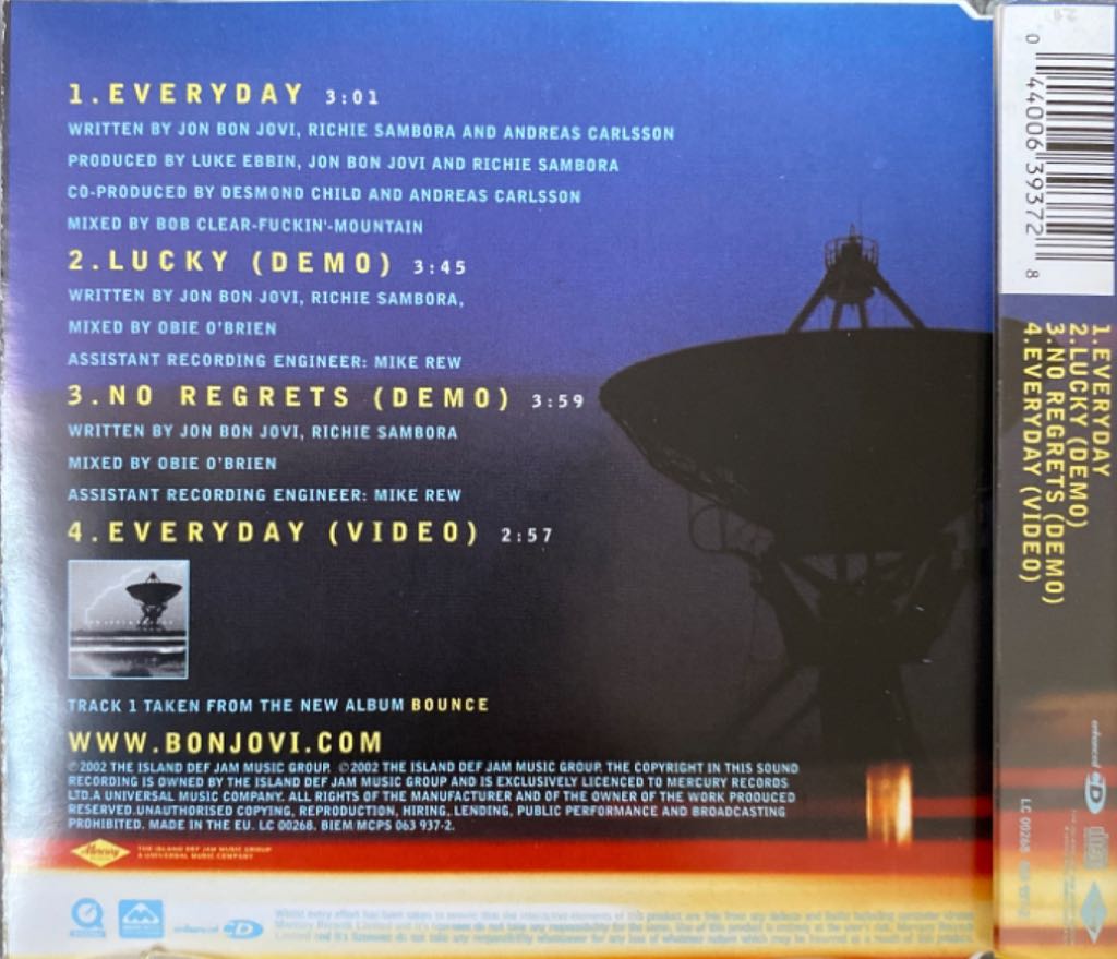 Everyday (CD2) - Bon Jovi (CD) music collectible [Barcode 044006393728] - Main Image 2