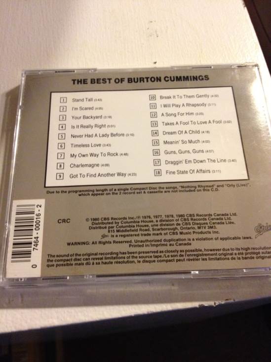 Best Of Burton Cummings, The - Cummings, Burton (CD - 39:21) music collectible [Barcode 074640001628] - Main Image 2
