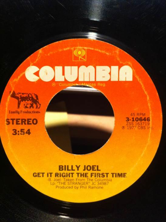 Just The Way You Are/Get It Right The First Time - Joel, Billy (7” - 721) music collectible - Main Image 2