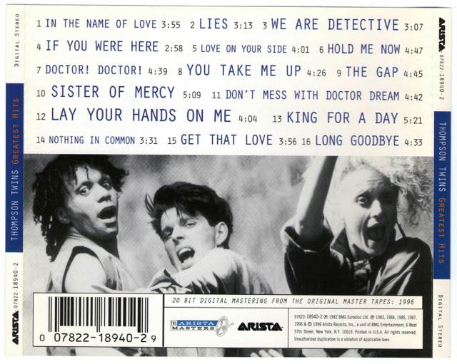 Thompson Twins Greatest Hits - Thompson Twins (CD - 67) music collectible [Barcode 0078221894029] - Main Image 2