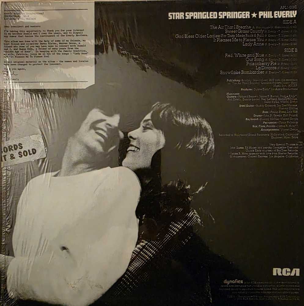 Star Spangled Springer - Everly, Phil (12” - 31) music collectible [Barcode 664140109223] - Main Image 2