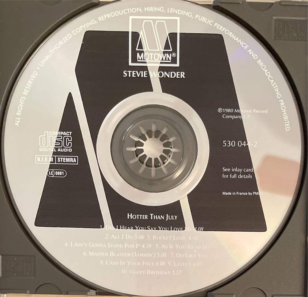 Hotter Than July - Wonder Stevie (CD - 46) music collectible [Barcode 731453004429] - Main Image 3