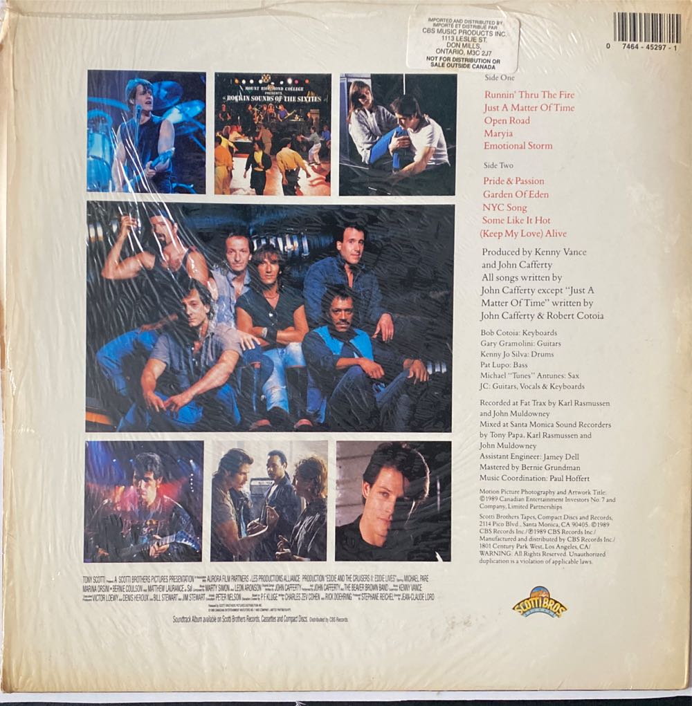 Eddie And The Cruisers II - Soundtrack - Original Motion Picture (12”) music collectible [Barcode 074644529715] - Main Image 2