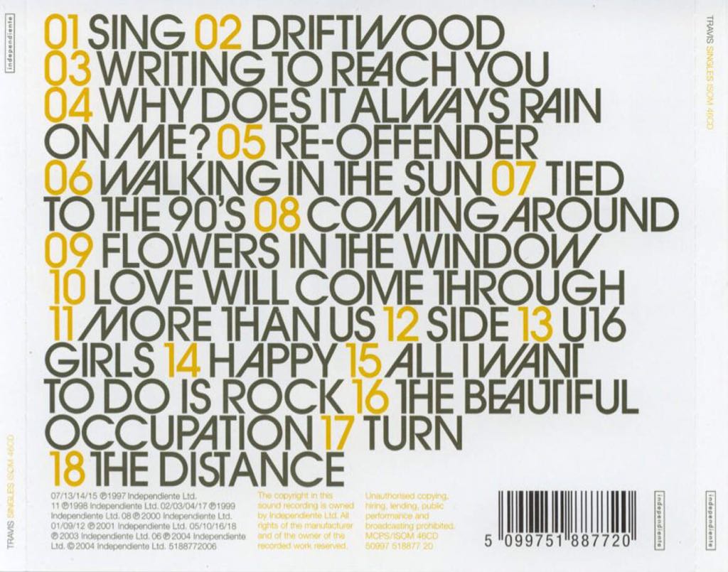 Singles - Travis (CD) music collectible [Barcode 9399700127874] - Main Image 2