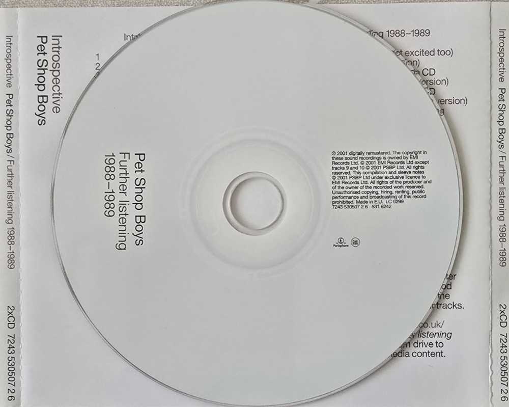 Pet Shop Boys (03b) - Introspective / Further Listening 1988-1989 - Pet Shop Boys (CD - 120) music collectible [Barcode 724353050726] - Main Image 4