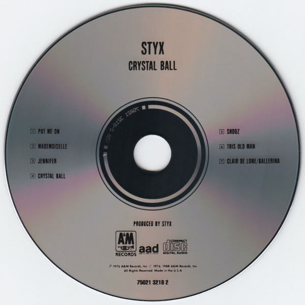 Crystal Ball - Styx (CD - 35) music collectible [Barcode 075021321823] - Main Image 3