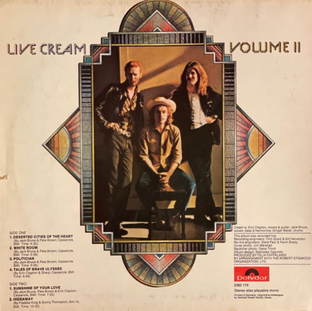 Live Cream Volume II - Cream (12”) music collectible [Barcode 600753548493] - Main Image 2