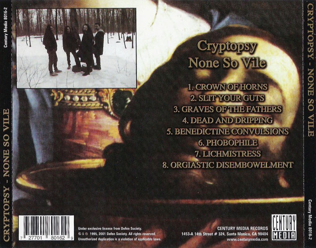 None So Vile - Cryptopsy (CD) music collectible [Barcode 8715392140129] - Main Image 2