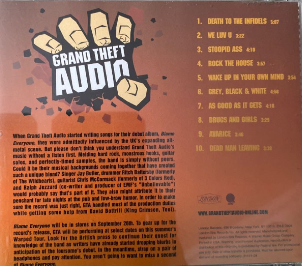 Blame Everyone - grand theft audio (CD) music collectible [Barcode 643443114127] - Main Image 2