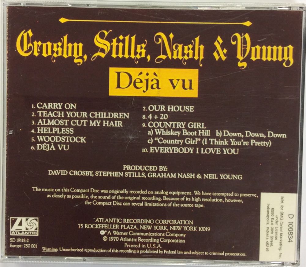 Déja Vu - Crosby, Stills, Nash & Young (12” - 36) music collectible - Main Image 3