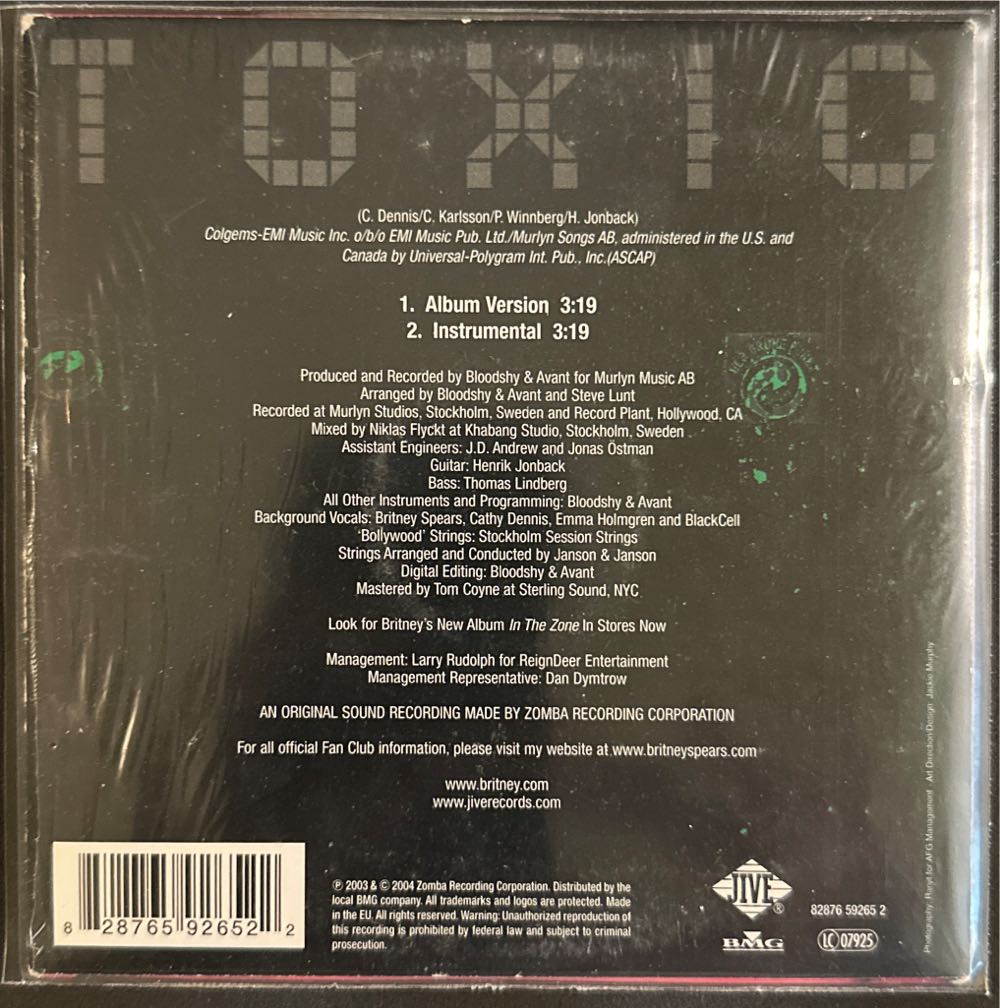 Toxic - Britney Spears (CD) music collectible [Barcode 828765926522] - Main Image 2
