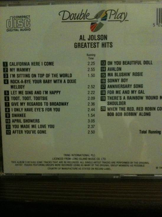 Greatest Hits - Jolson Al music collectible [Barcode 5020214108120] - Main Image 2