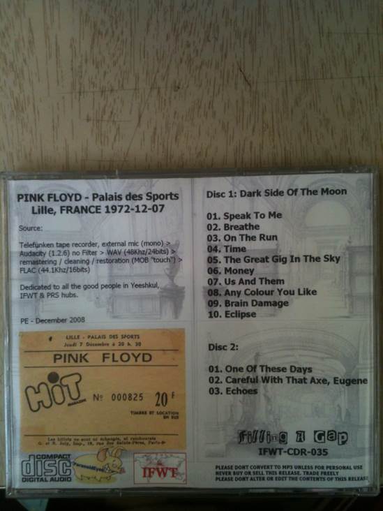 Palais Des Sports - Pink Floyd (CD) music collectible - Main Image 2