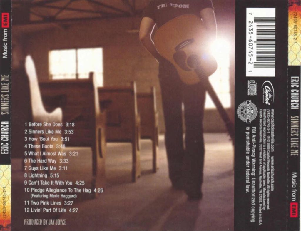 Sinners Like Me - Eric Church (CD) music collectible - Main Image 2