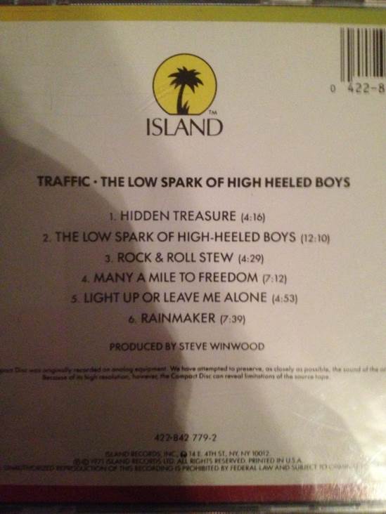 The Low Spark Of High Heeled Boys - Traffic (CD - 46) music collectible [Barcode 042284277921] - Main Image 2