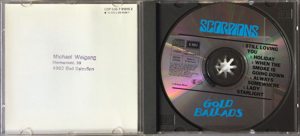 Gold Ballads - Scorpions (CD) music collectible [Barcode 077779101528] - Main Image 4