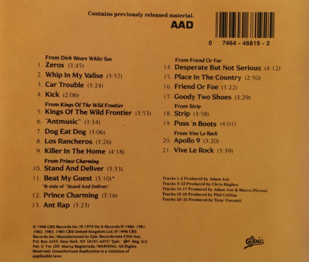 Antics In The Forbidden Zone - Adam Ant (CD - 73) music collectible - Main Image 2