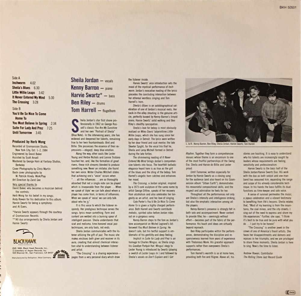 Confirmation - Sheila Jordan (12”) music collectible [Barcode 826416600425] - Main Image 2