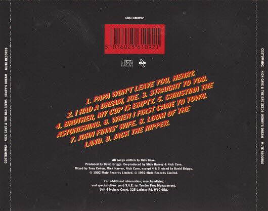 Henry’s Dream - Cave, Nick & The Bad Seeds (CD - 42) music collectible - Main Image 2
