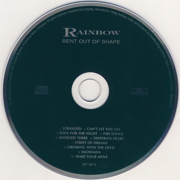 Bent Out Of Shape - Rainbow (CD - 43) music collectible [Barcode 731454736725] - Main Image 4
