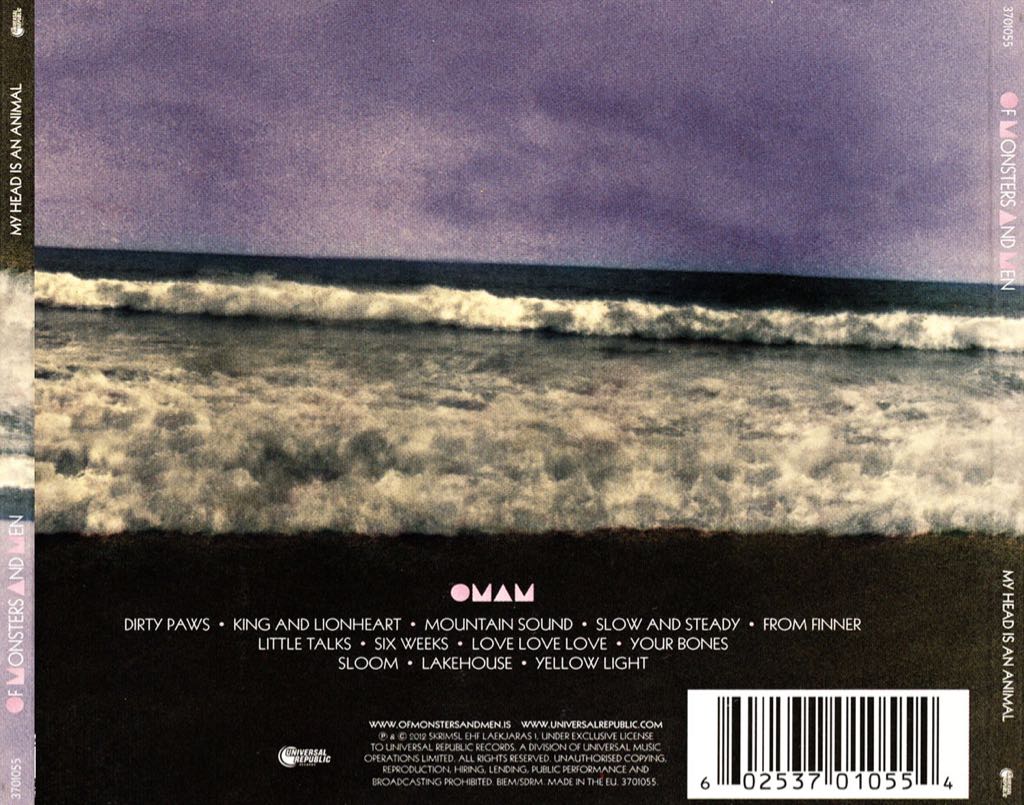 My Head Is an Animal - Of Monsters And Men (CD - 54) music collectible [Barcode 602537010554] - Main Image 2