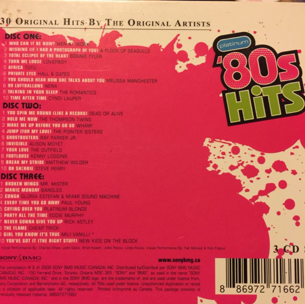 Various Artists - Platinum 80`s Hits - Collector`s Tin - - Various (CD) music collectible [Barcode 886972716626] - Main Image 2