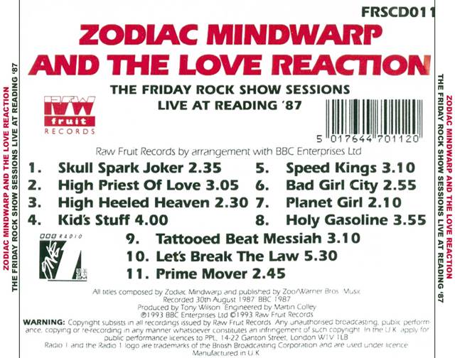 The Friday Rock Show Sessions - Zodiac Mindwarp music collectible - Main Image 2